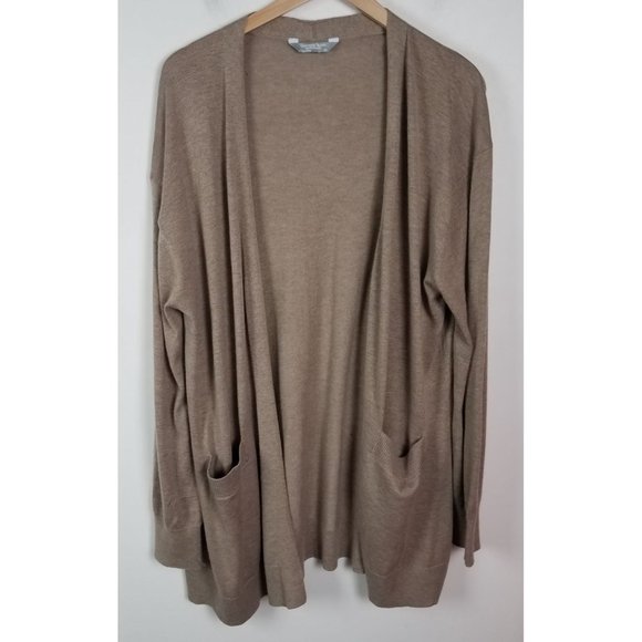 Luxury Premier Collection Sz. XL Beige Cashmere Blend Open Cardigan Sweater - Picture 1 of 8